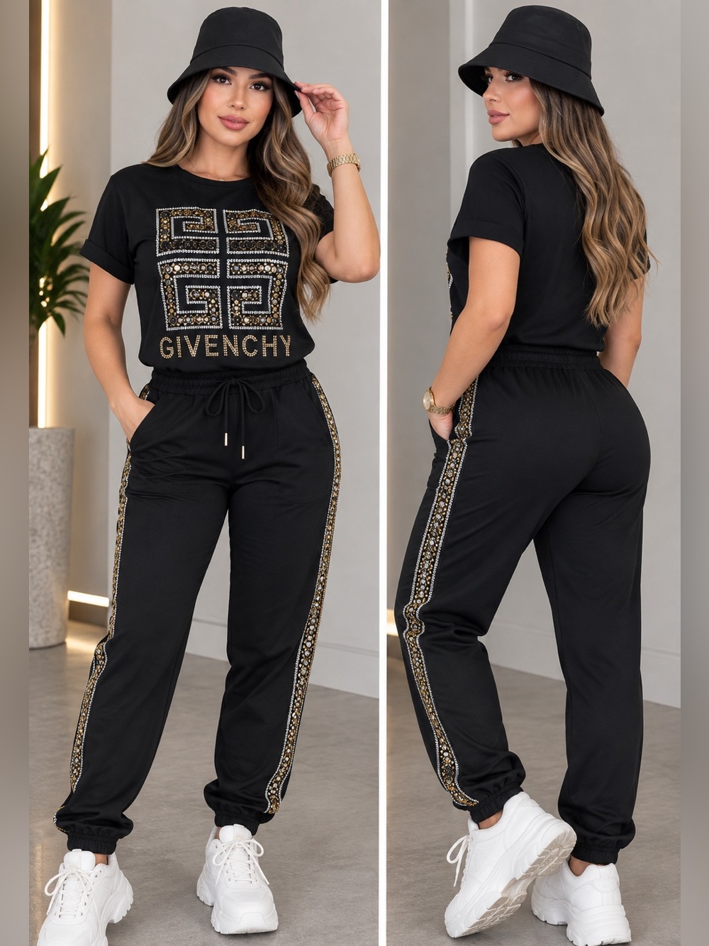 Black & Gold Jogger Two Piece Matching Set size S